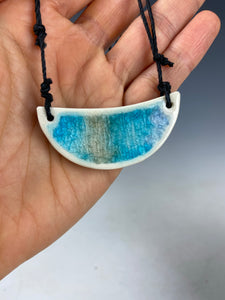 Ceramic Hand Carved Porcelain Necklace filled with Glass Frit by Galaxy Cla