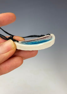Ceramic Hand Carved Porcelain Necklace filled with Glass Frit by Galaxy Clay