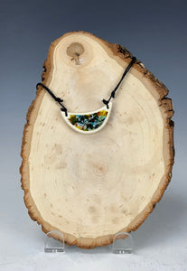 Ceramic Hand Carved Porcelain Necklace filled with Glass Frit by Galaxy Clay