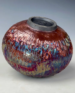 Wheel Thrown Ceramic Raku Vase Fine Art by Galaxy Cla