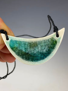 Ceramic Hand Carved Porcelain Necklace filled with Glass Frit by Galaxy Clay