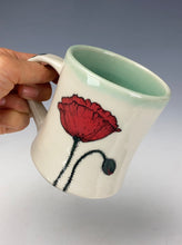 Load image into Gallery viewer, Wheel thrown and Hand Painted Poppy Porcelain Mug #13