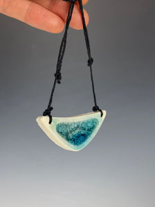 Ceramic Hand Carved Porcelain Necklace filled with Glass Frit by Galaxy Clay