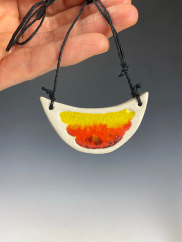 Ceramic Hand Carved Porcelain Necklace filled with Glass Frit by Galaxy Clay
