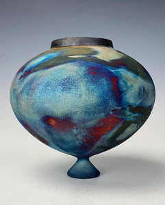 Ceramic Wheel thrown Raku Vase