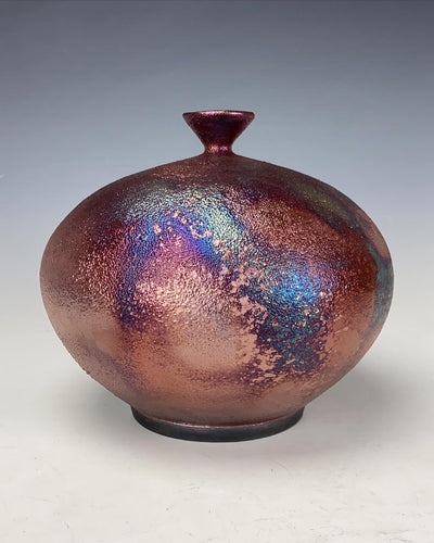 Wheel Thrown Ceramic Raku Vase Fine Art by Galaxy Clay