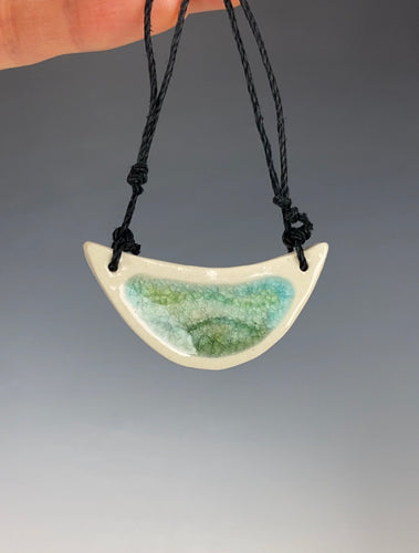 Ceramic Hand Carved Porcelain Necklace filled with Glass Frit by Galaxy Clay
