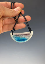 Load image into Gallery viewer, Ceramic Hand Carved Porcelain Necklace filled with Glass Frit by Galaxy Clay