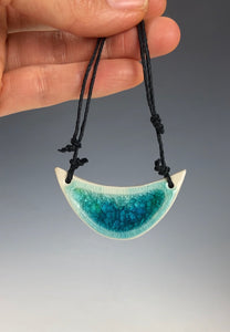 Ceramic Hand Carved Porcelain Necklace filled with Glass Frit by Galaxy Clay